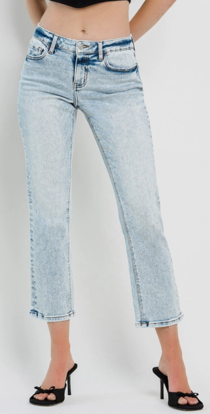 Mid Rise Crop Regular Straight Jeans